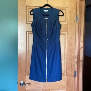 Calvin Klein Navy Blue Dress with Gold Zipper